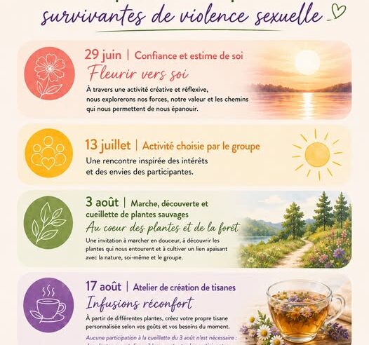 Groupe de soutien pour les survivantes de violence sexuelle – Infusions réconfort